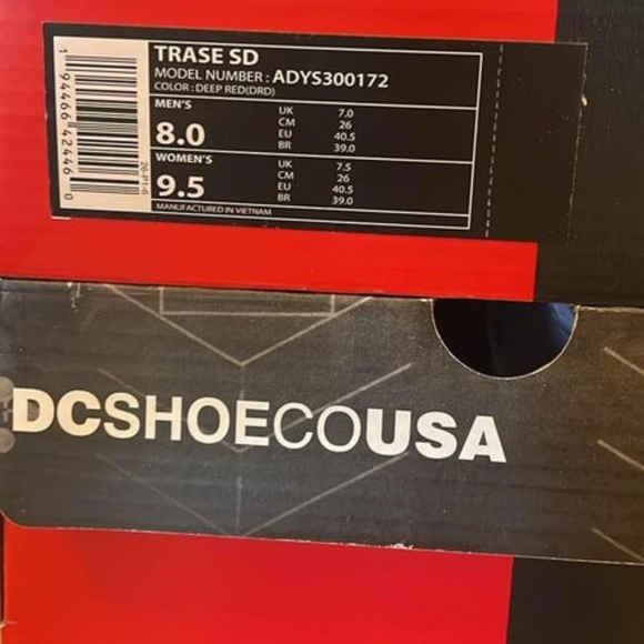 BRAND NEW men DC dc trase suede red skate shoes size US 8 & US 8.5 - Picture 6 of 6